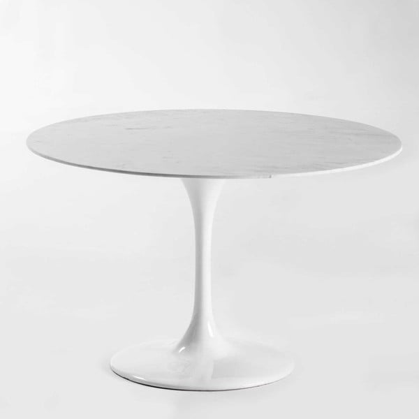 Biały stół do jadalni z marmuru i szklanych włókien Thai Natura, ⌀ 120 cm
