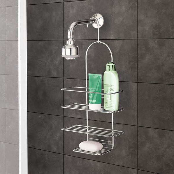 Wisząca stalowa półka łazienkowa w kolorze srebra z połyskiem Luxy – Metaltex-image-1