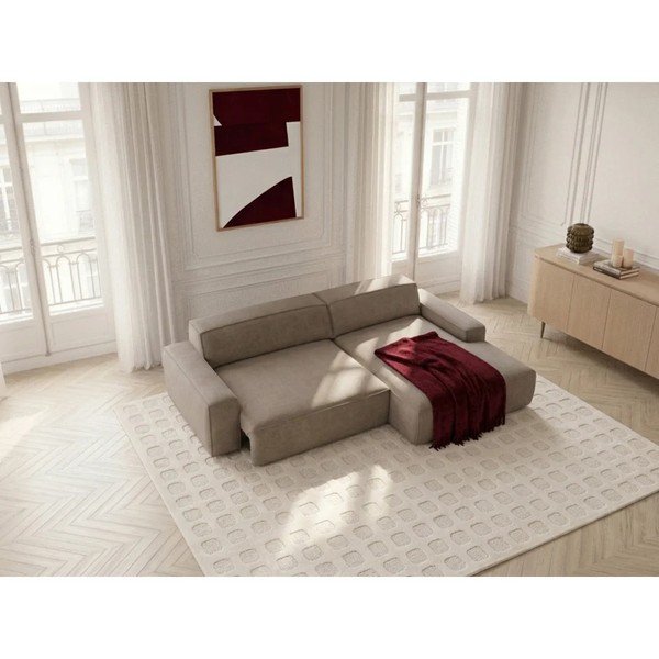 Szarobrązowy rozkładany/z elektryczną regulacją siedziska narożnik (prawostronny) Abel – Bobochic Paris-image-1