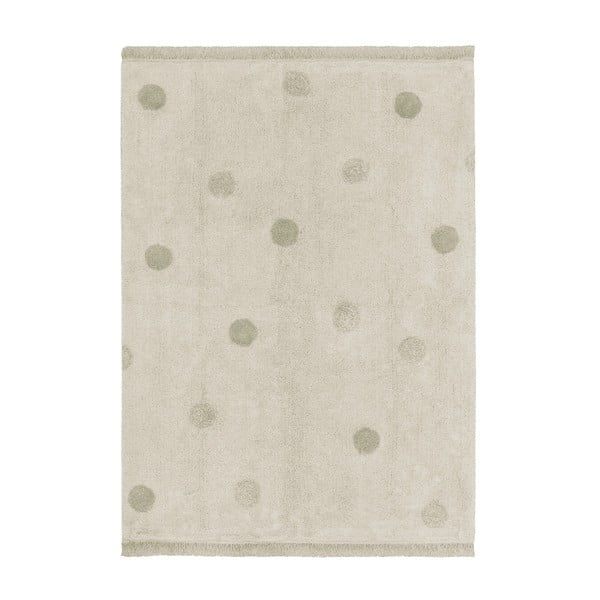 Zielono-kremowy bawełniany dywan dziecięcy tkany ręcznie odpowiedni do prania 120x160 cm Hippy Dots Olive – Lorena Canals