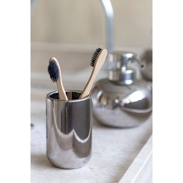 Ceramiczny kubek na szczoteczki do zębów w kolorze srebra Lotus – Mette Ditmer Denmark-image-1