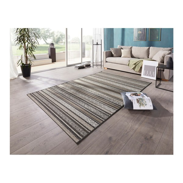 Czarno-brązowy dywan odpowiedni na zewnątrz Elle Decoration Bloom Rodez, 80x150 cm-image-1