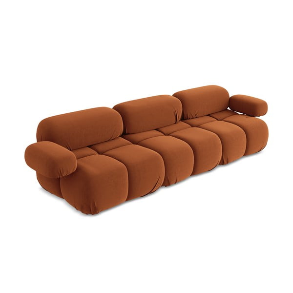 Pomarańczowa aksamitna sofa modułowa 285 cm Lokua – Makamii-image-1