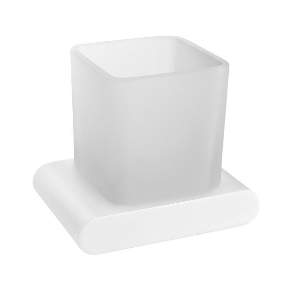 Biały szklany kubek ścienny na szczoteczki do zębów Flori – Sapho