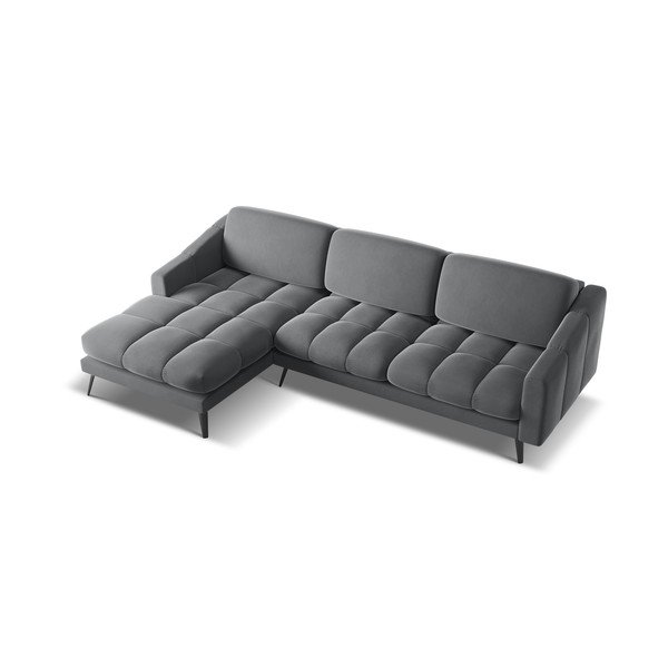 Szary aksamitny narożnik (lewostronny) Nalu – Makamii-image-4