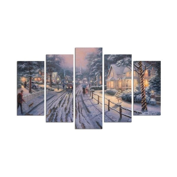 Obraz pięcioczęściowy Snowy Village, 110x60 cm