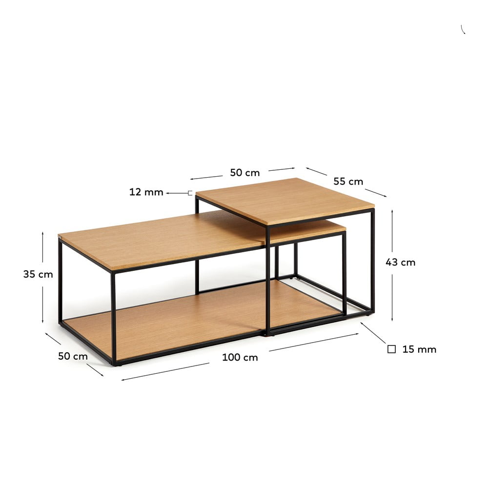 Okrągłe stoliki z blatem w dekorze dębu zestaw 2 szt. 50x100 cm Yoana – Kave Home (zdjęcie 5)