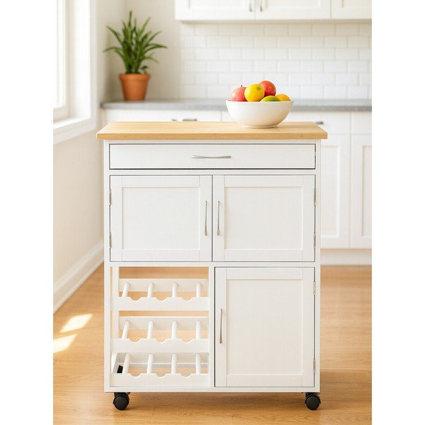Bambusowy barek na kółkach 37x67 cm Harlow – Premier Housewares-image-3
