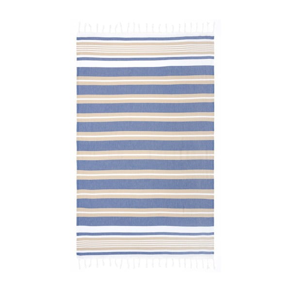 Niebiesko-beżowy ręcznik hammam Begonville Rkyer Royale, 180x100 cm
