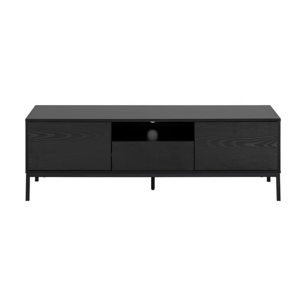 Czarna szafka pod TV w dekorze jesionu 140x45 cm Seaford – Actona