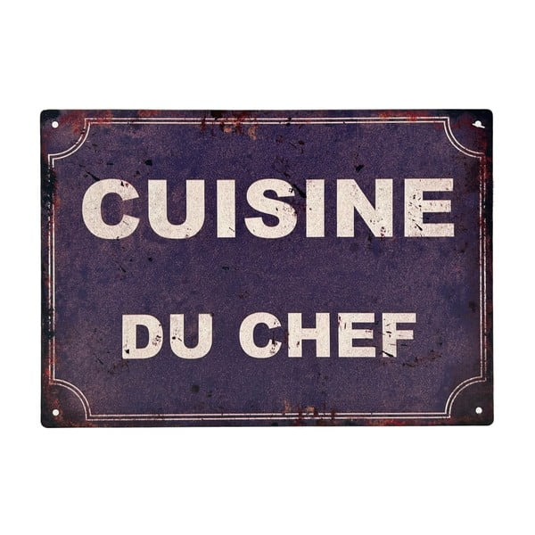 Metalowa/szklana tabliczka 30x21 cm Cuisine Du Chef – Antic Line