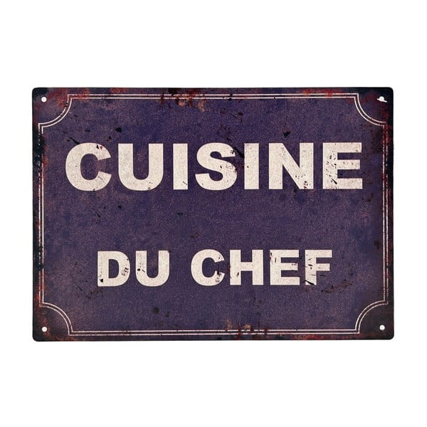 Metalowa/szklana tabliczka 30x21 cm Cuisine Du Chef – Antic Line