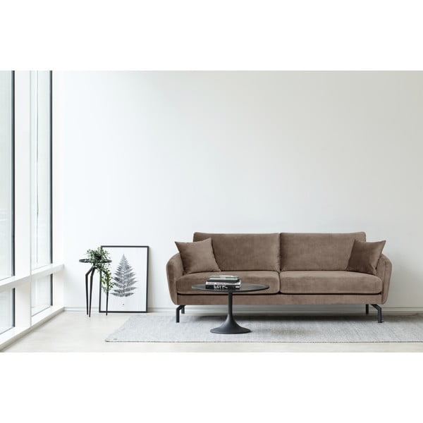 Brązowoszara sofa z aksamitnym obiciem Scandic Magic, szer. 230 cm-image-1