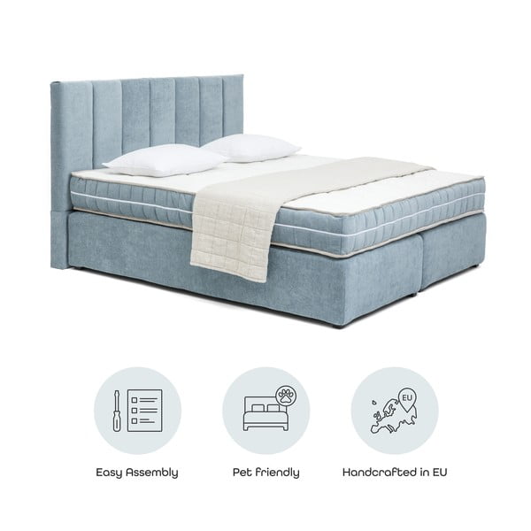 Niebieskie łóżko kontynentalne 160x200 cm Olia Bold Line – Bonami Selection-image-4