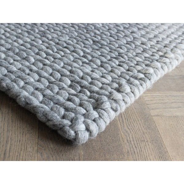 Stalowoszary pleciony dywan wełniany Wooldot Braided Rugs, 170x240 cm