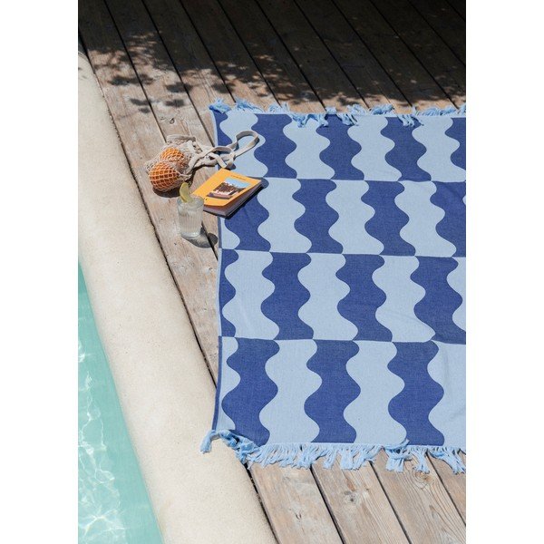 Niebieski bawełniany ręcznik plażowy 100x160 cm Nugo – noo.ma-image-3