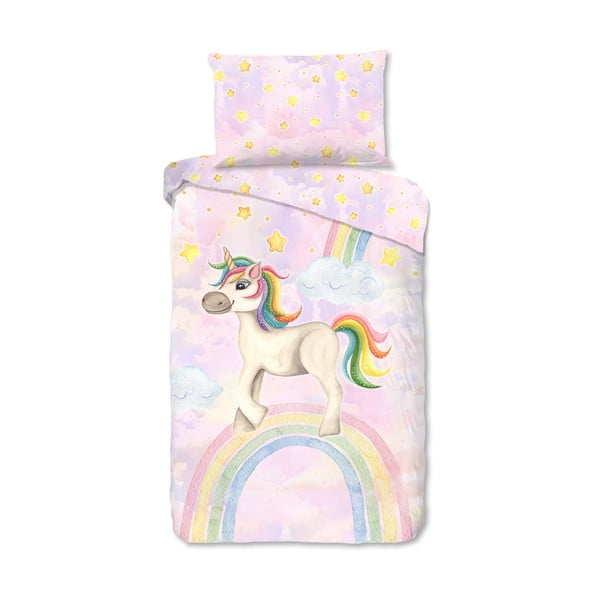 Różowa bawełniana pościel dziecięca jednoosobowa 140x200 cm Unisweet – Good Morning