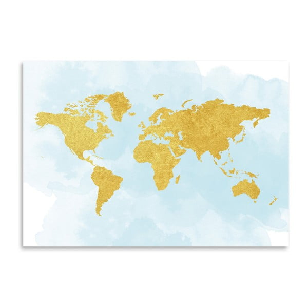 Plakat Americanflat World in Gold, 30x42 cm