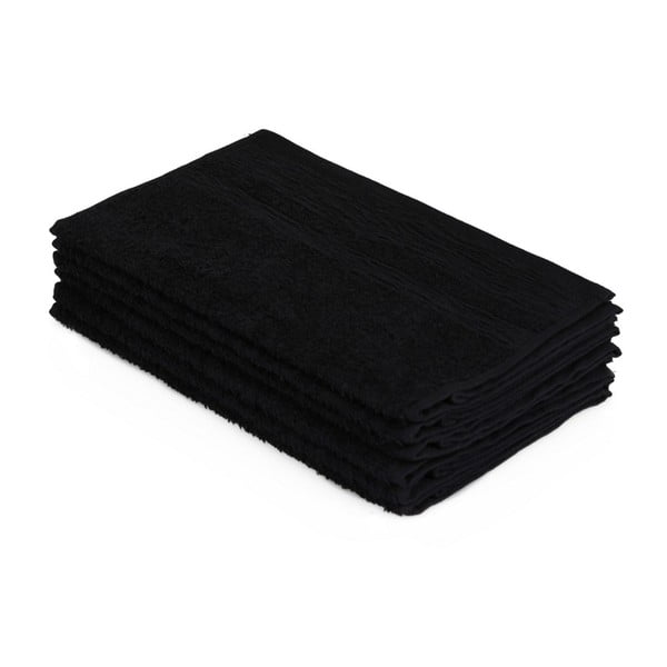 Zestaw sześciu czarnych ręczników Beverly Hills Polo Club, 50x30 cm