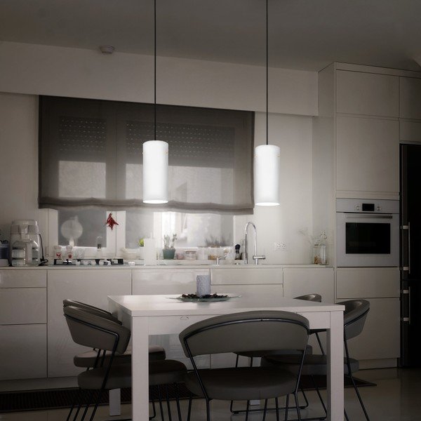 Biało-srebrna lampa wisząca z białym kabelam i białą oprawką Sotto Luce Paipu-image-2