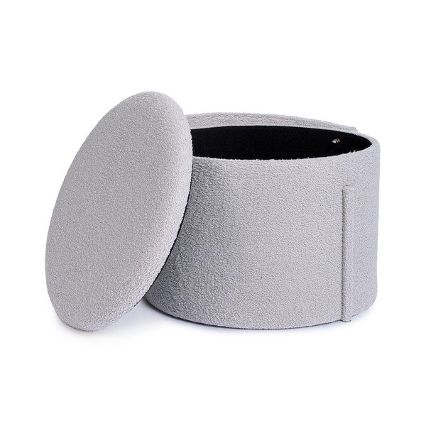Jasnoszary puf z materiału bouclé Anthea – Yes Everyday-image-3