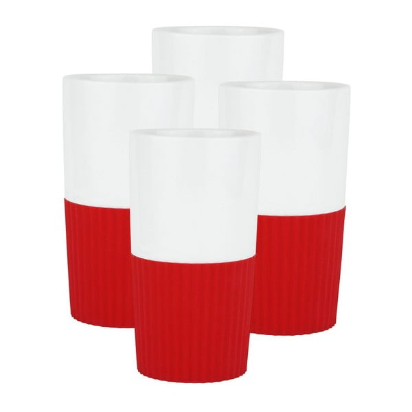 Komplet 4 porcelanowych kubków Confetti Red