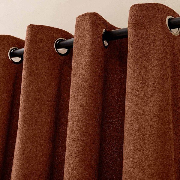 Zasłona z materiału bouclé w kolorze terakoty 140x260 cm Winona – douceur d'intérieur-image-2