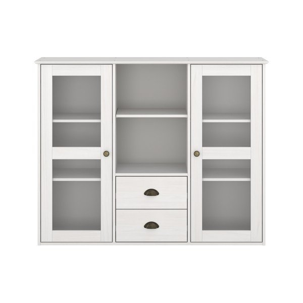Biała witryna z litego drewna sosnowego 127x100x30 cm Edith – Støraa