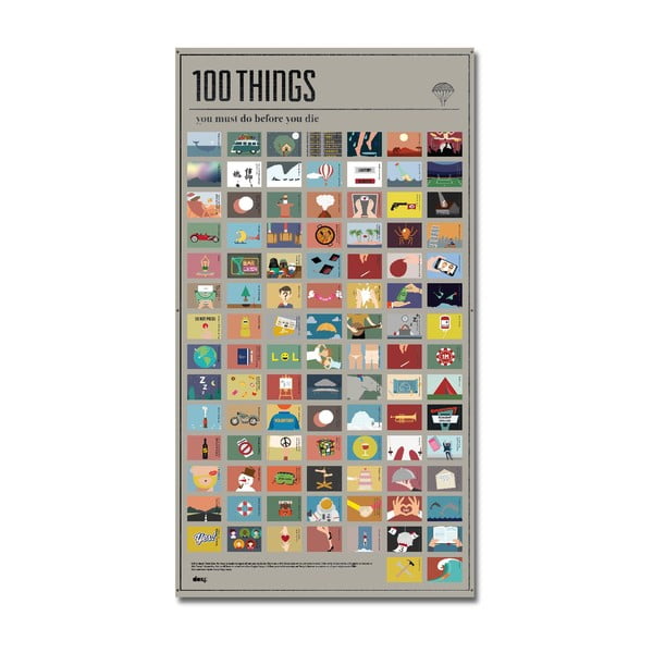 Plakat DOIY 100 rzeczy, które musisz zrobić w życiu, 54,5x98 cm