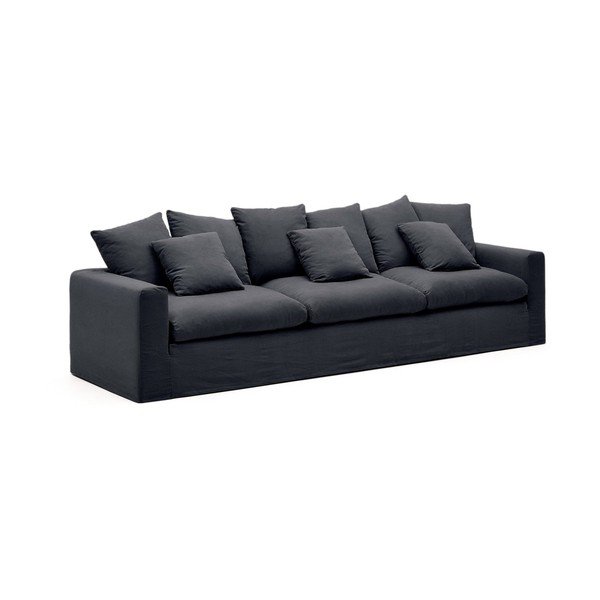 Antracytowa lniana sofa 340 cm Nora – Kave Home