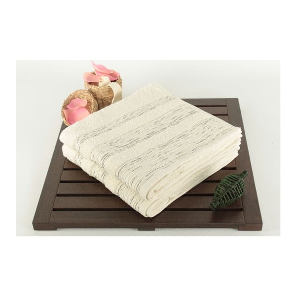 Zestaw 2 ręczników Cizgili Cream, 50x90 cm