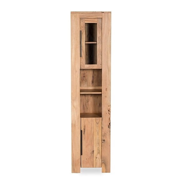 Wysoka szafka łazienkowa z drewna akacjowego Woodking Wellington