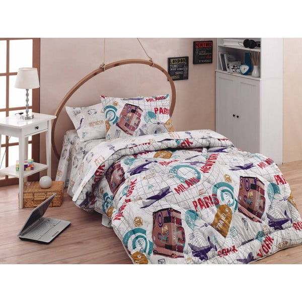 Narzuta, poszewki na poduszkę i ozdobna falbana wokół łóżka World, 155x215 cm