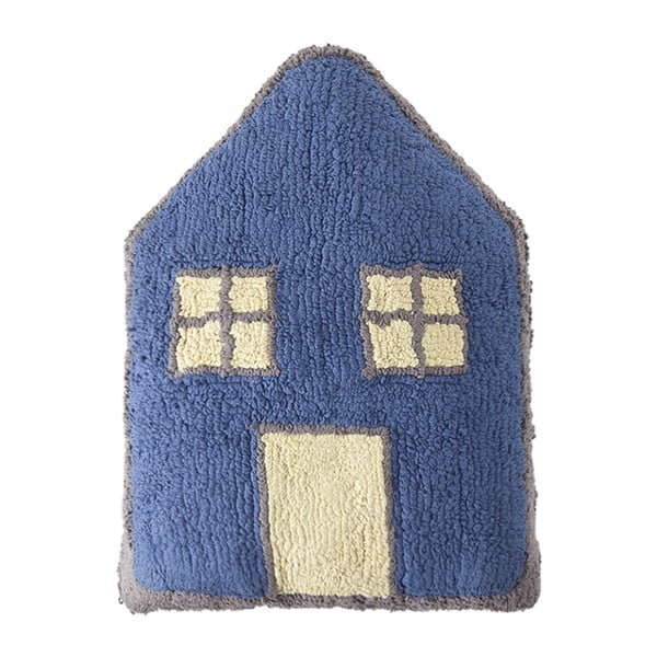 Niebieska poduszka bawełniana wykonana ręcznie Lorena Canals Little House, 34x52 cm