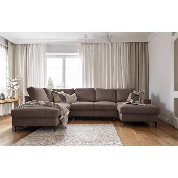 Brązowy sztruksowy rozkładany narożnik (lewostronny) Lofty Lilly – Miuform-image-4