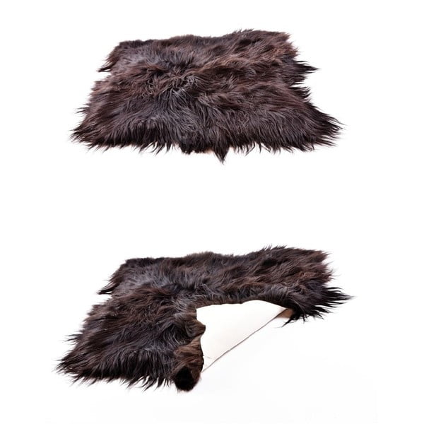 Ciemny dywan futrzany z długim włosiem, 90 x 80 cm-image-4