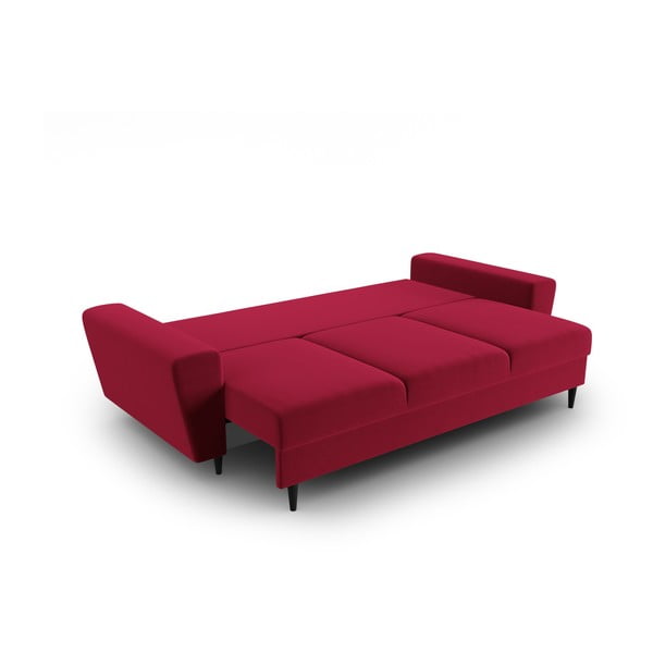Czerwona aksamitna rozkładana sofa ze schowkiem 235 cm Kyoto – Cosmopolitan Design-image-2