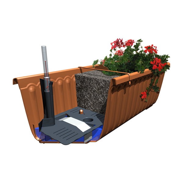 Brązowa doniczka z systemem nawadniania Plastia Siesta, dł. 80 cm-image-2