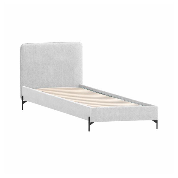Jasnoszare tapicerowane łóżko ze stelażem 90x200 cm Barker – Ropez