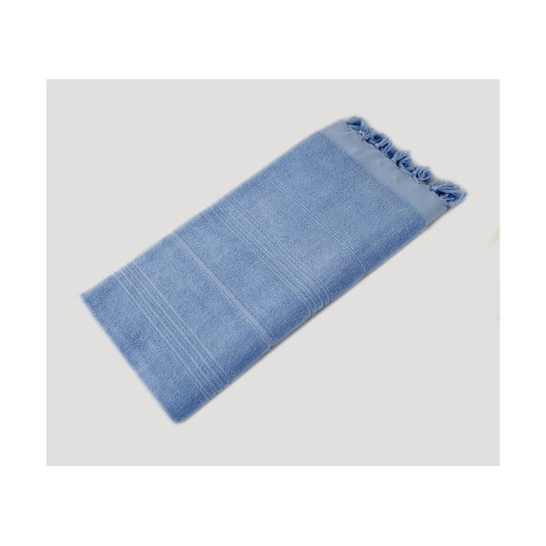 Jasnoniebieski ręcznik kąpielowy tkany ręcznie z wysokiej jakości bawełny Homemania Turkish Hammam, 90 x 180 cm