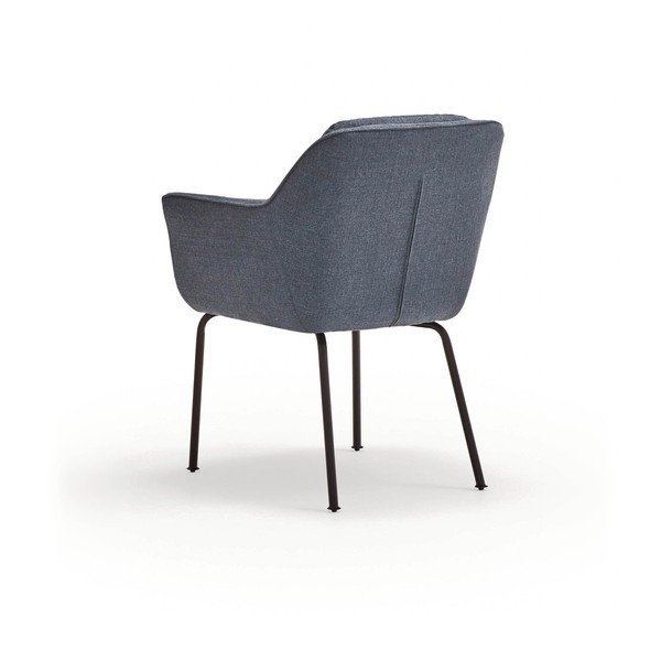 Niebieski tapicerowany fotel jadalniany z podłokietnikami Sadira – Teulat-image-4