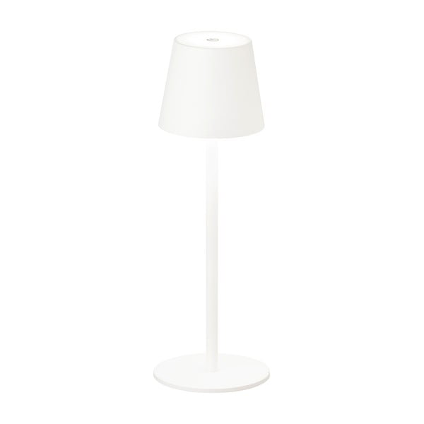 Biała lampa stołowa LED z metalowym kloszem, ściemniaczem i czujnikiem ruchu (wys. 38 cm) Tropea – Fischer & Honsel