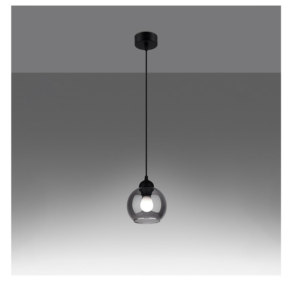 Czarna lampa wisząca ø 15 cm Grande – Sollux (zdjęcie 3)
