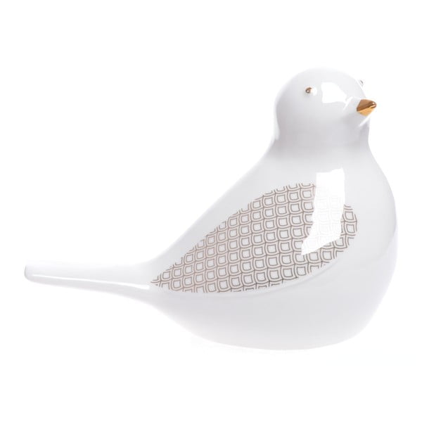Biały ptaszek ceramiczny, wys. 12 cm