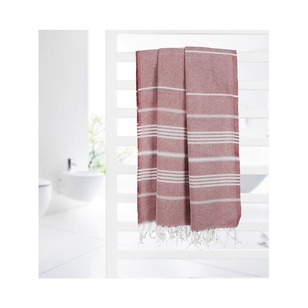 Bordowy ręcznik hammam Kate Louise Classic, 180x100 cm-image-2