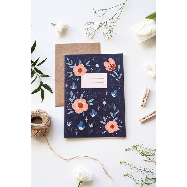 Zeszyt z czystymi kartkami z papieru z recyklingu A5 Kwiaty Printintin, 60 stron-image-1