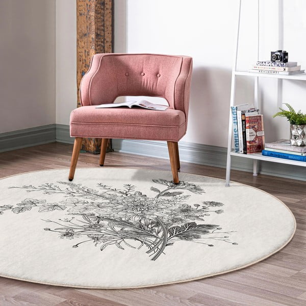 Kremowy okrągły dywan odpowiedni do prania i robotów sprzątających ø 80 cm Comfort – Mila Home-image-4