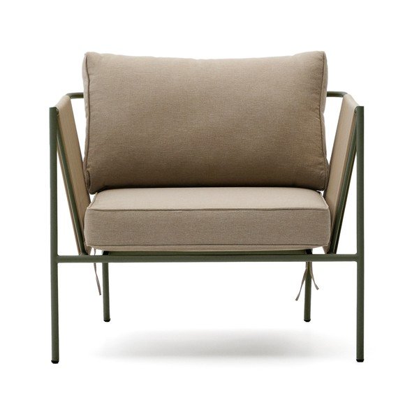 Zielono-beżowy metalowy fotel ogrodowy Zivia – Kave Home-image-2