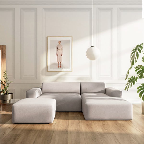 Szary aksamitny rozkładany narożnik ze schowkiem (prawostronny/z szezlongiem) Villet – Rodier-image-1
