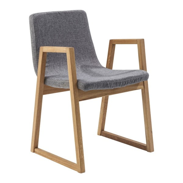 Szare krzesło z dębowymi nogami Kare Design Trapez